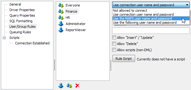 When a group is defined as the primary group, that group's specific credentials rule will be the one followed when connecting to a data source. 